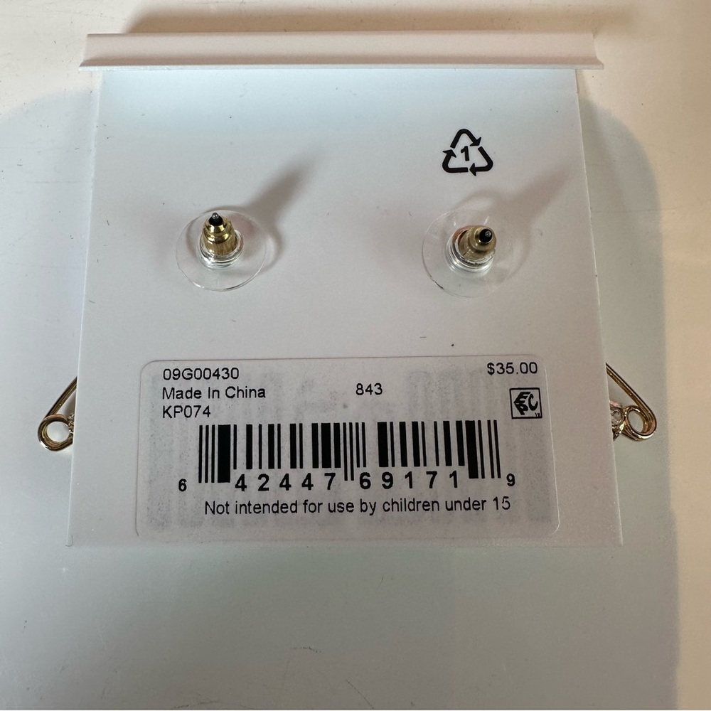 Karl Lagerfeld NWT Gold and Silver Safety Pin Earrings - Picture 2 of 7